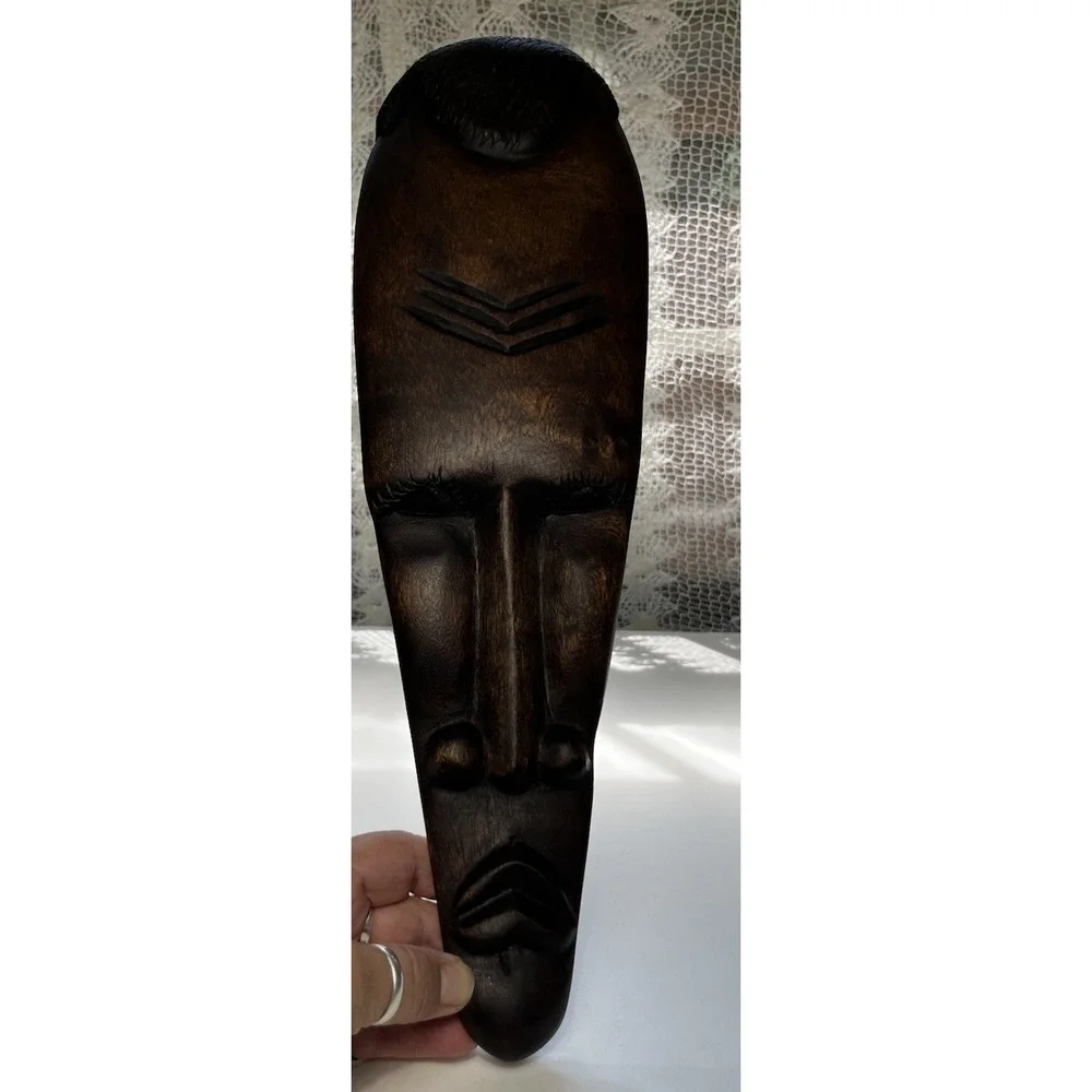 Vintage Carved Hard Wood African Style Mask Home Wall Decor 17